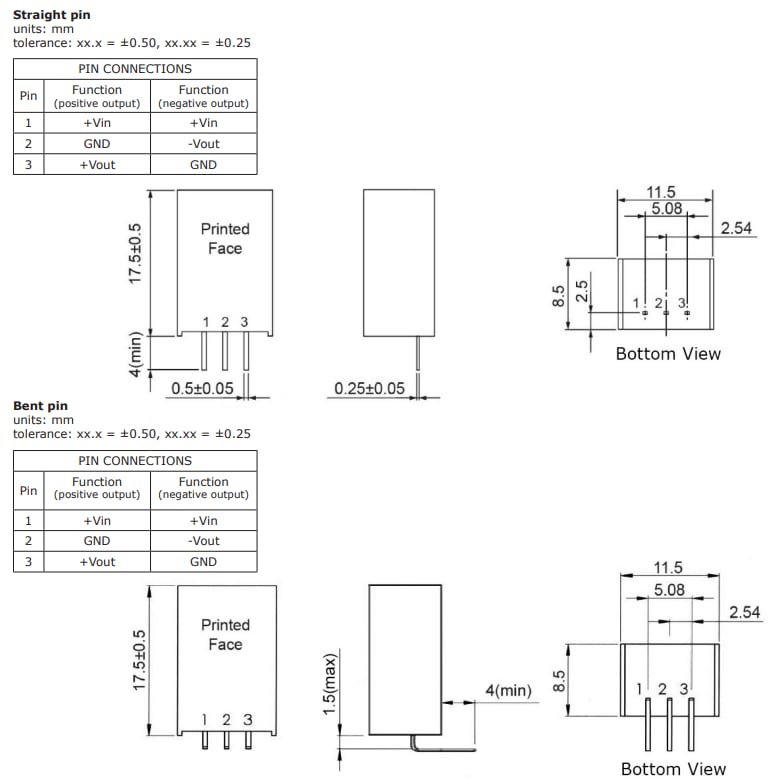 機械図面 - CUI Inc P78W-500 DC-DCコンバータ